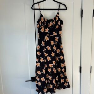 Finders Keepers Navy Floral Midi Dress